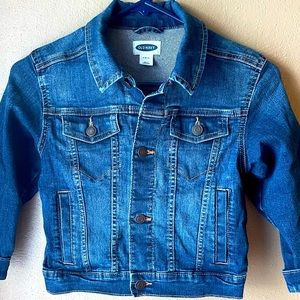 OLD NAVY Boy/Girl Dark Wash Cotton Blend Denim Jean Jacket Sz 6/7 Sml NWOT